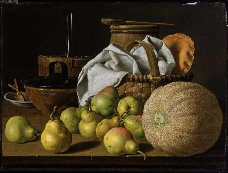 Luis Eugenio Melendez Still Life with Melon and Pears oil painting image
